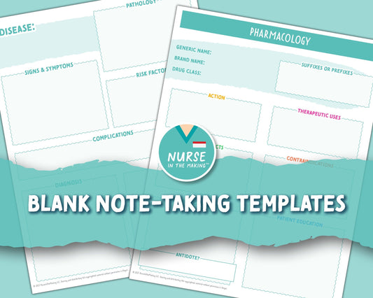 Note Taking Template | Pharmacology Drug Template | Nursing